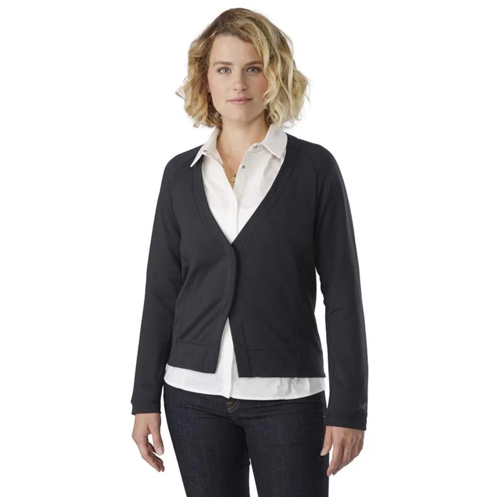 Arc'teryx A2B Wool Blend Cardigan Black Minimalist Travel layer Jacket Womens XS
